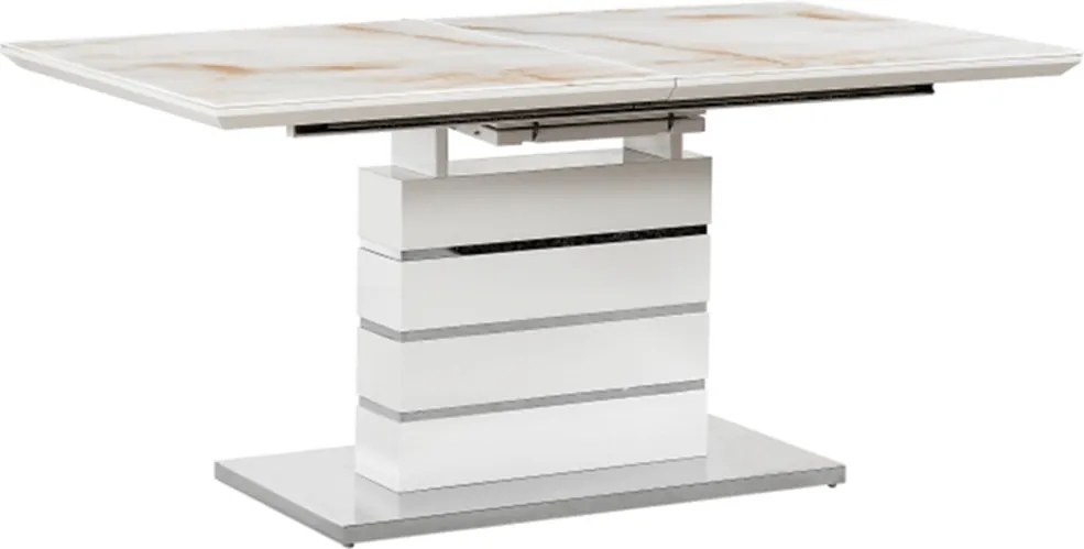 Jedálenský stôl rozkladací, mramorový vzor/biela HG, LAJOS