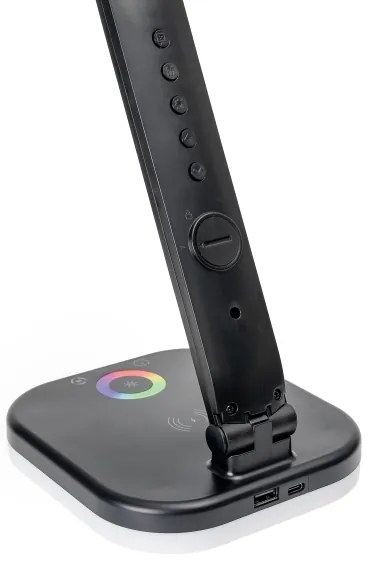 LED RGBW Stm. lampa s bezdr. nab. a displejom USB portom 6W/5V 3000-6500K čierna