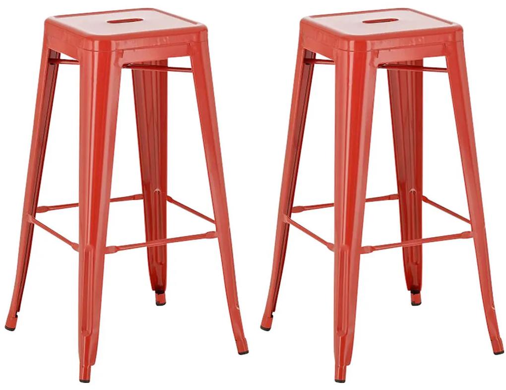 Kovová barová stolička Josh (SET 2 ks) - Červená