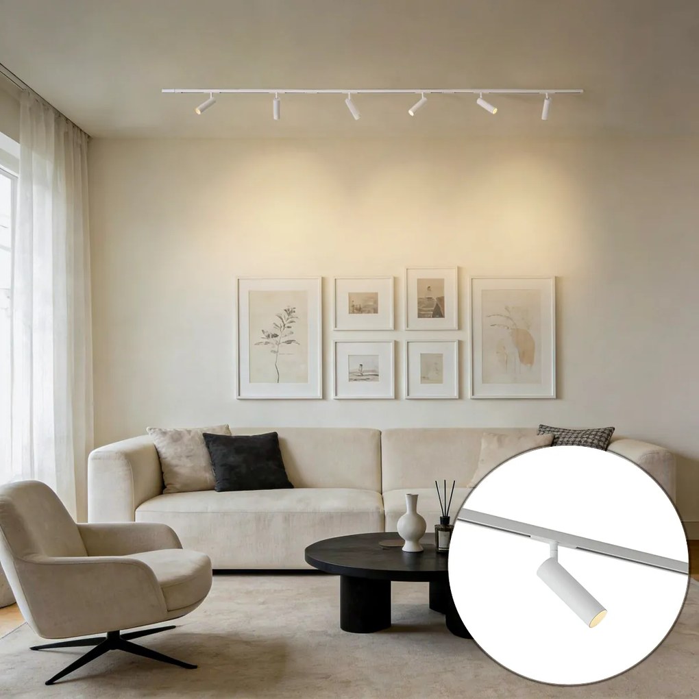 Moderný koľajnicový systém so 6 bodovými svetlami biely 1-fázový - Slimline Uzzy