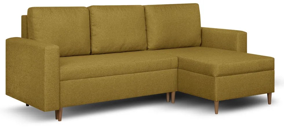 Rozkládací rohová sedací souprava KENO Hořčicová