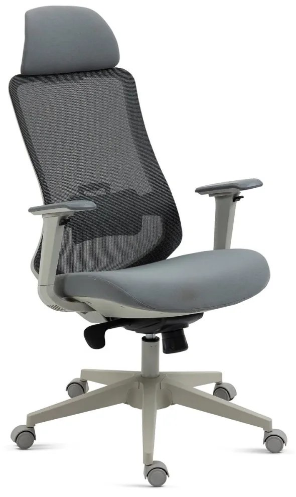 Kancelárska ergonomická stolička BULMA — sieť/látka, sivá