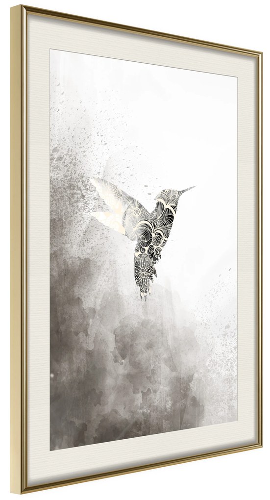 Artgeist Plagát - Ethnic Hummingbird [Poster] Veľkosť: 20x30, Verzia: Zlatý rám s passe-partout