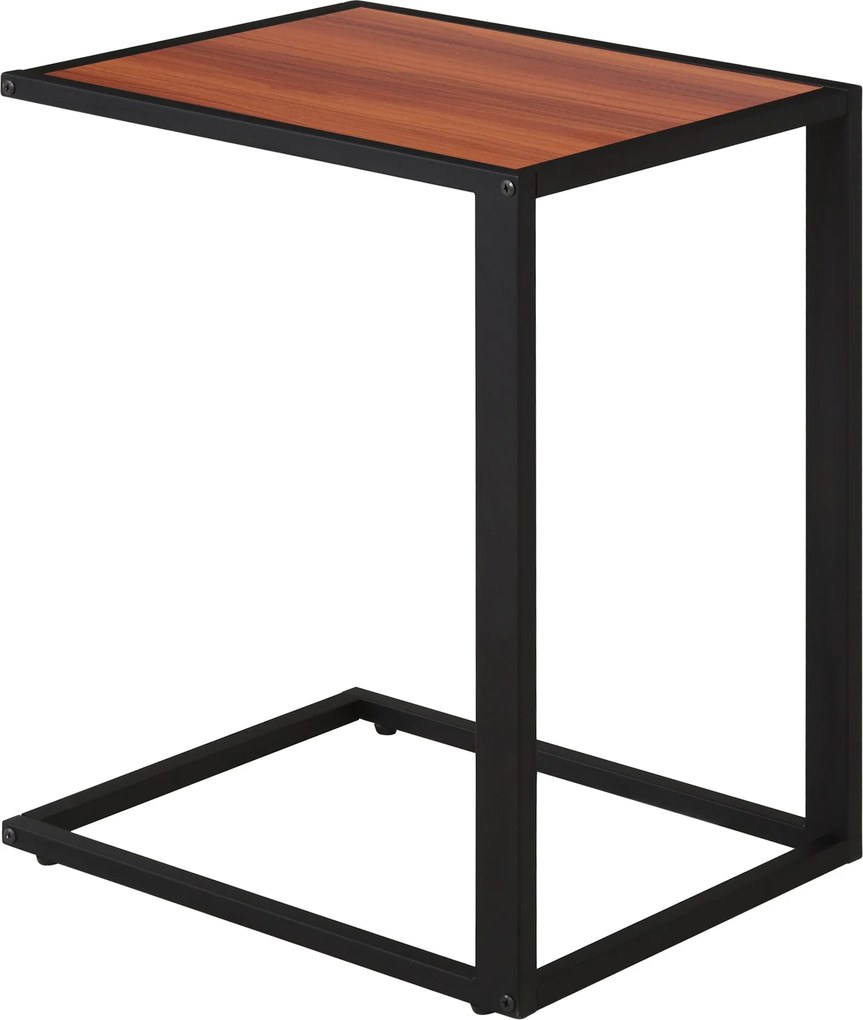 HOMCOM Malý stolík pri pohovke v tvare C s kovovým rámom a doskou z MDF pre obývaciu izbu 40,6x50,8x64,2 cm Orech | Aosom