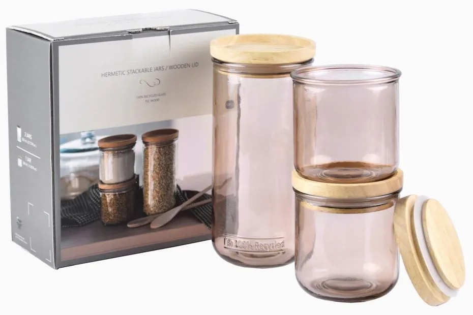 Súprava sklenených dóz 3 ks Hermetic – Ego Dekor