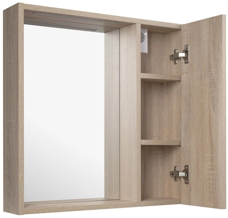 Aqualine Aqualine, ZOJA/KERAMIA FRESH STRIP galérka s LED osvetlením, 60x60x14cm, pravá, dub platin, 45028S