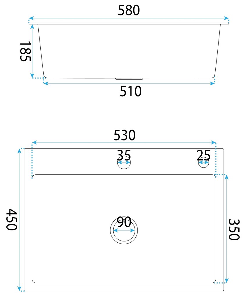 Rea Liam, oceľový kuchynský drez 580x450x185 mm, medená matná, ZLE-06050