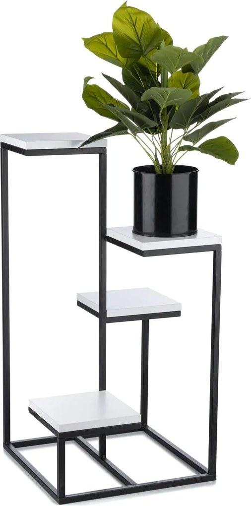 STOJAN NA KVETINÁČ KASKADA 79X40X40 CM ČIERNA/BIELA