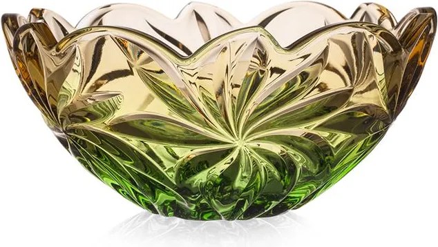KRIŠTÁĽOVÁ MISKA BOHEMIA FLORA AMBER GREEN 280MM