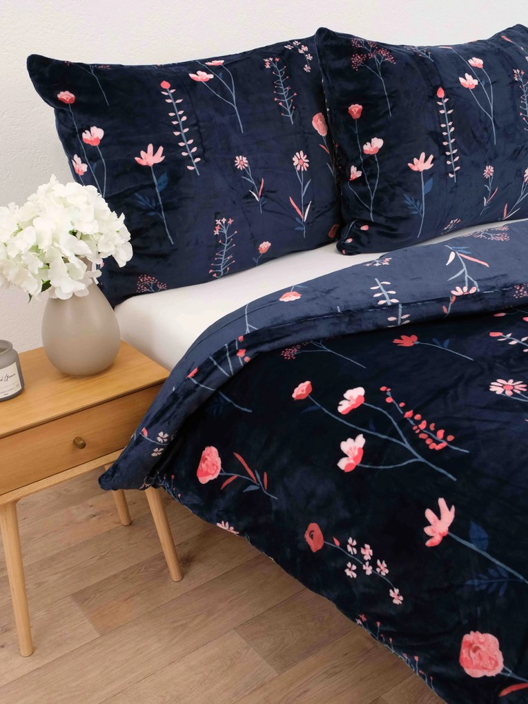 Obliečky mikroplyš Exclusive – Vlčie maky tmavo modré