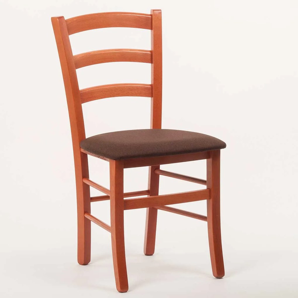 Stima stolička PAYSANE s čalúneným sedákom Vyberte odtieň ->: Čerešňa, Vyberte látku ->: LUX Hnedá 12