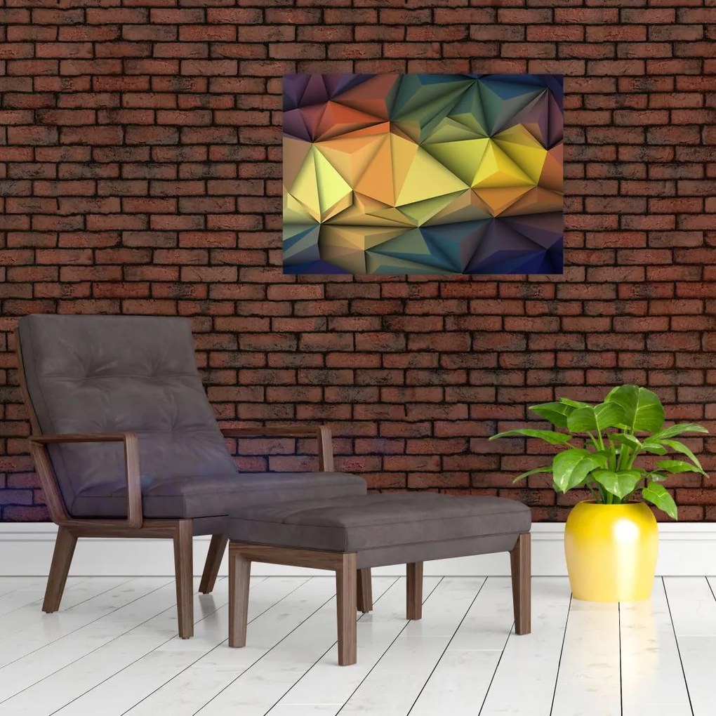 Sklenený obraz - Polygonálna 3D abstrakcia (70x50 cm)