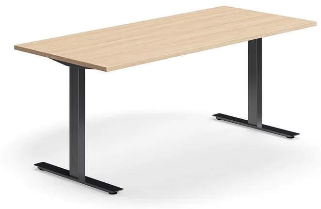 Kancelársky stôl QBUS, rovný, 1800x800 mm, T-rám, čierny rám, dub