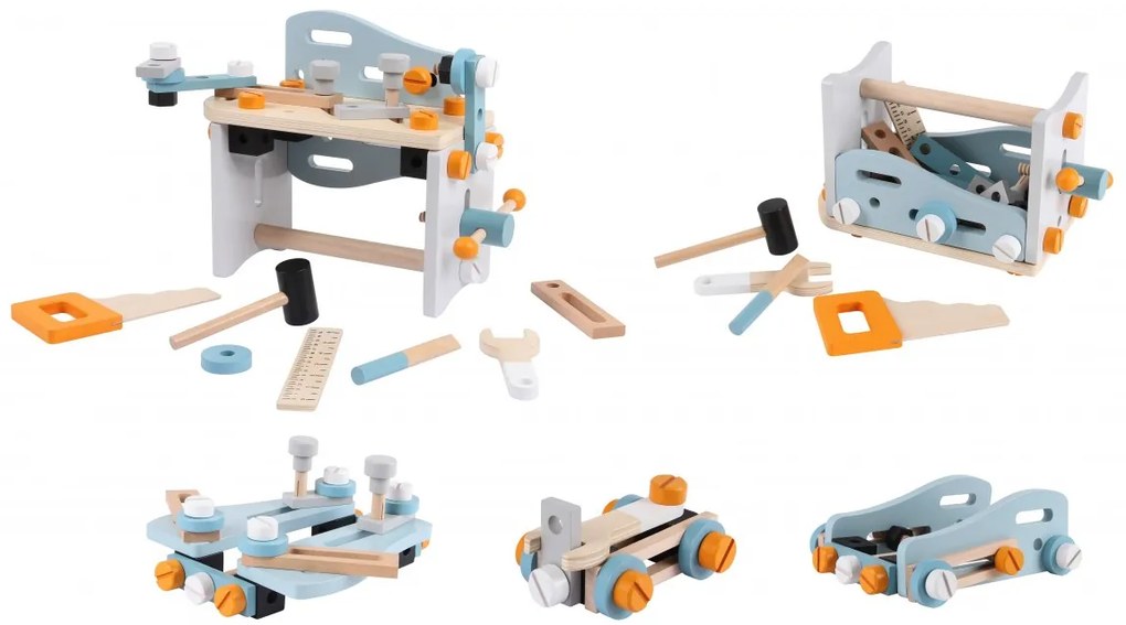 Drevená dielňa s náradím EcoToys – 52 dielov