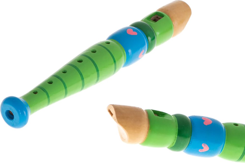 KIK Dřevěná dětská flétna KIK, zelená, 20 cm