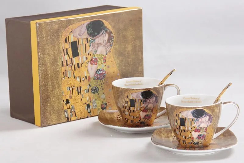Šálka s podšálkou- set 2 ks ,Gustav Klimt  The Kiss, Queen Isabell ()