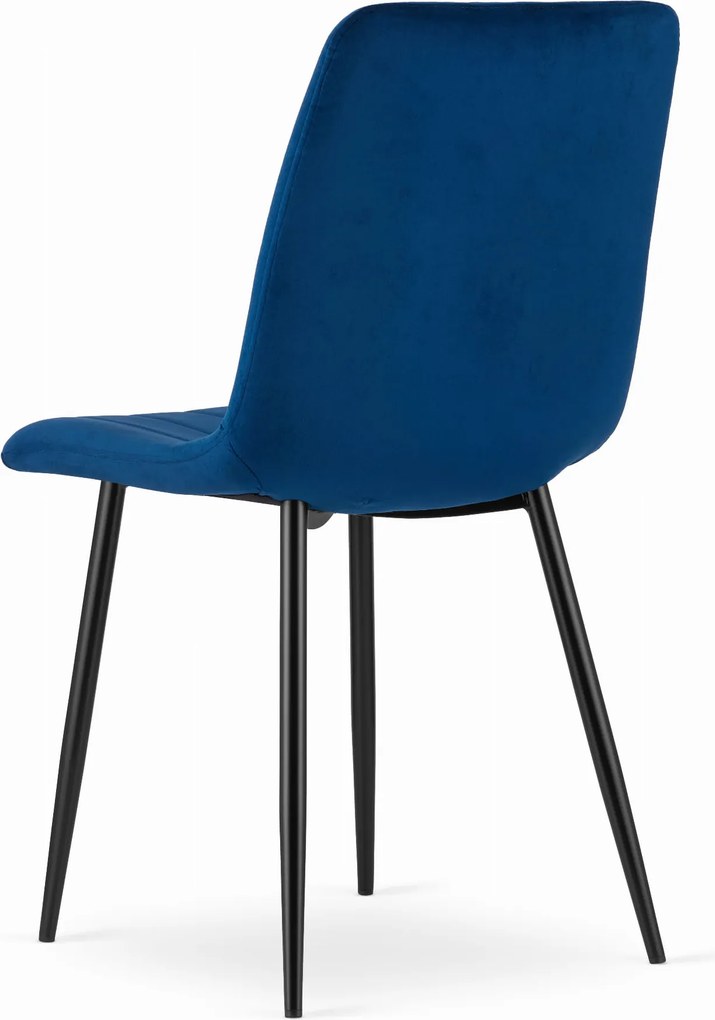 AKCIA Modrá zamatová stolička LAVA s čiernymi nohami II. akosť