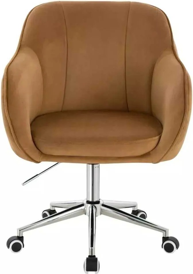 LuxuryForm DESIGN Stolička AVOLA VELUR na striebornej podstave s kolieskami - medová