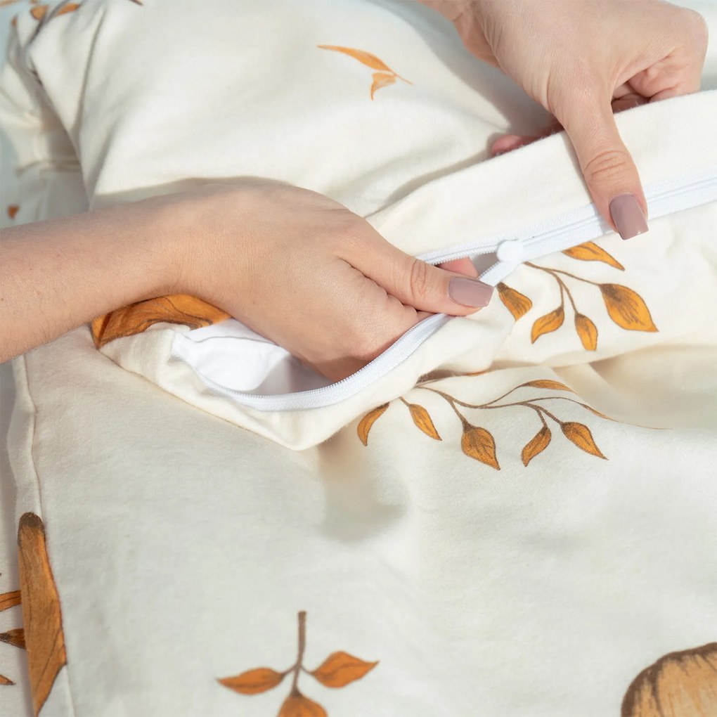 Goldea flanelové posteľné obliečky - jesenné tekvice a lístky 240 x 220 a 2ks 70 x 90 cm