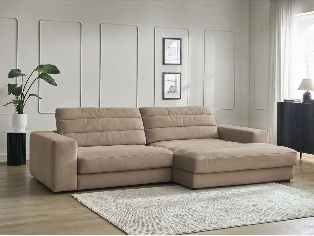 Taupe zamatová rohová pohovka (pravý roh/s leňoškou) Sierra – Bobochic Paris