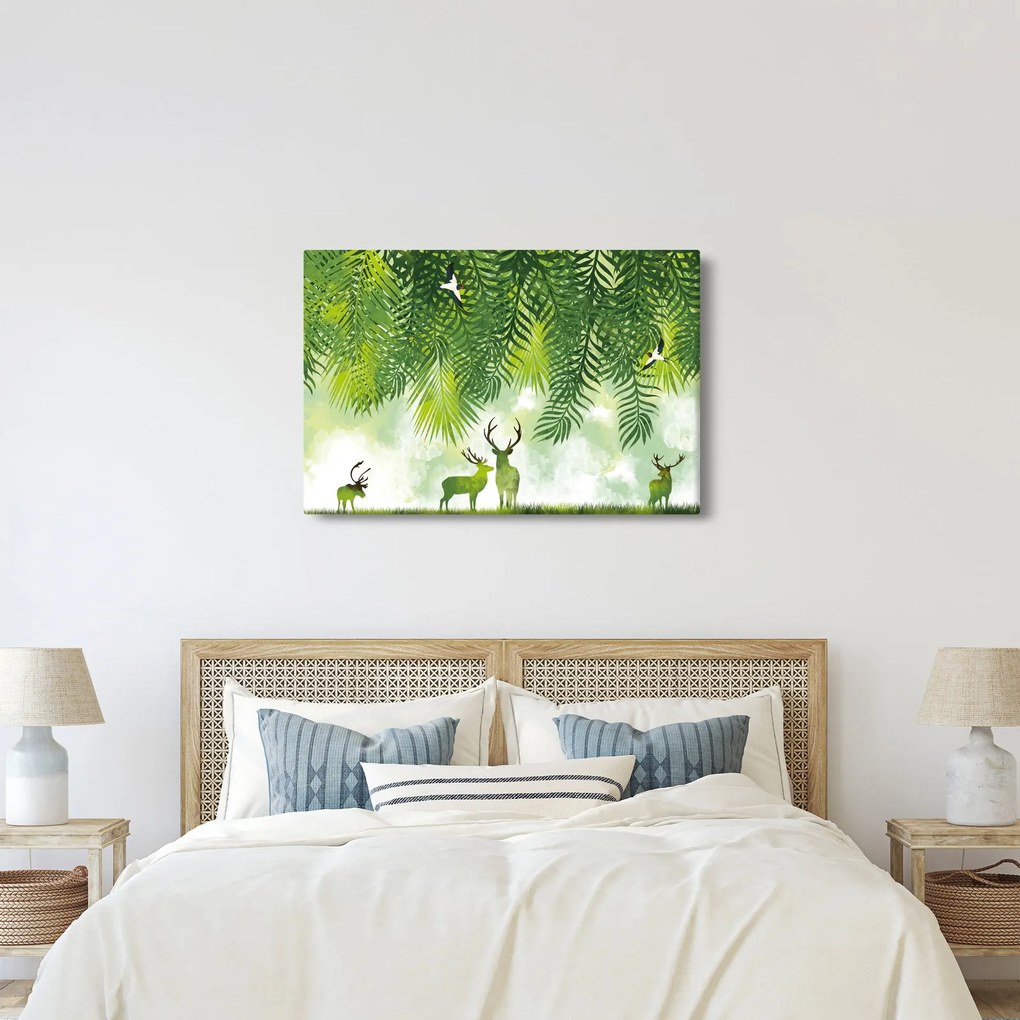 Obraz - Jelene v lese (90x60 cm)