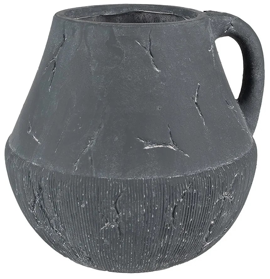 Tmavosivý dekoratívny obal na kvetináč s uchom Édith L - 23*23*21 cm