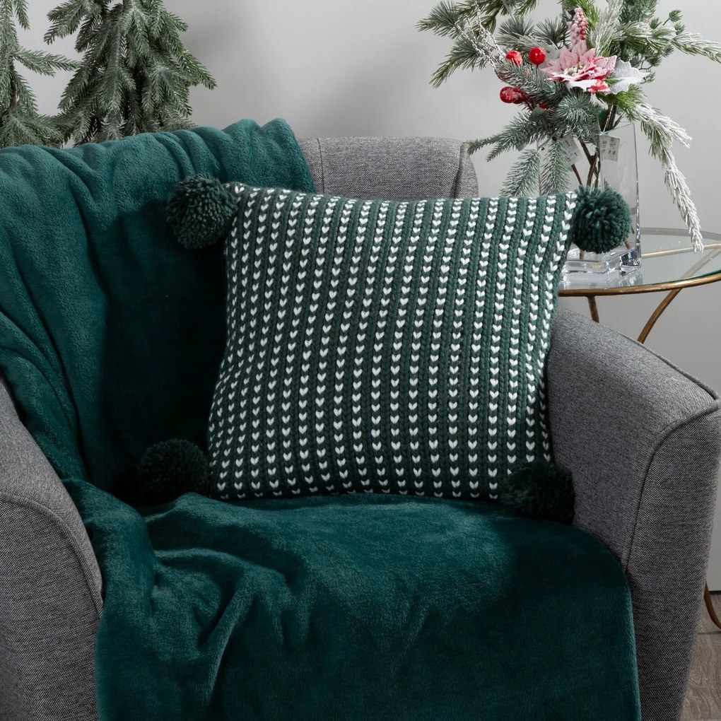 VIANOČNÁ DEKORAČNÁ OBLIEČKA NA VANKÚŠ SWEATER 45X45 CM ZELENÁ