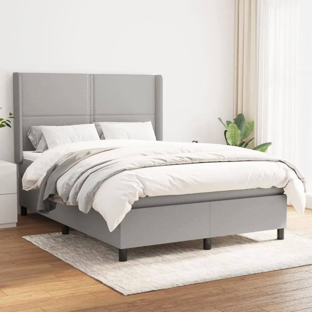 Boxspring posteľ s matracom bledosivý 140x190 cm látka 3131345