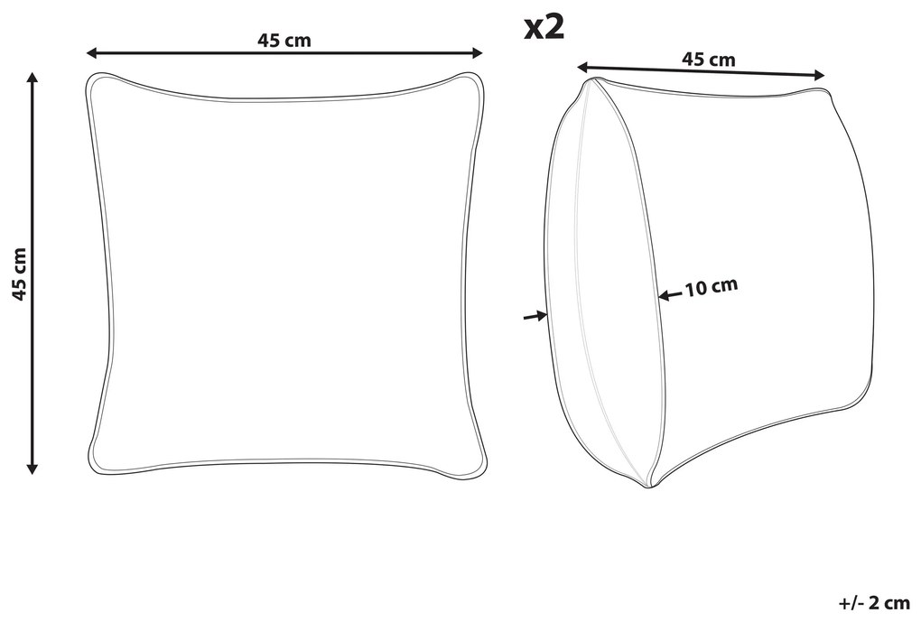 Sada 2 vonkajších vankúšov so vzorom listov 45 x 45 cm viacfarebná TAGGIA Beliani