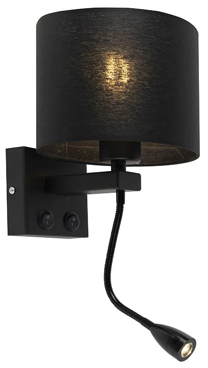 Moderná nástenná lampa čierna s čiernym tienidlom - Brescia