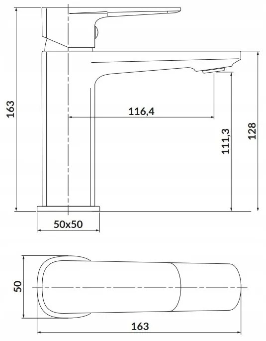 Cersanit Larga, umývadlová batéria h-163, čierna matná, S951-390