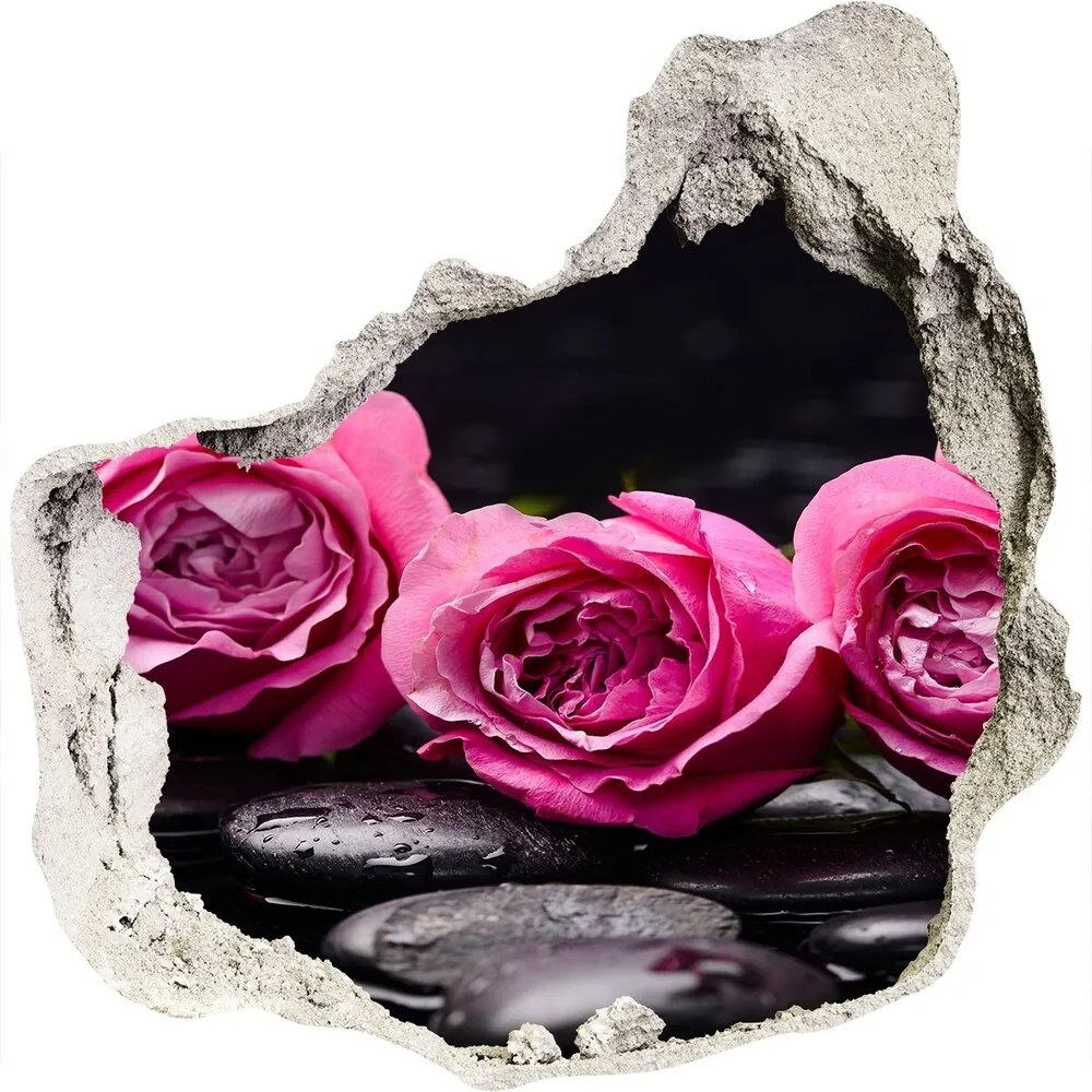 Samolepiaca diera na stenu Ružové ruže WallHole-75x75-piask-77048055