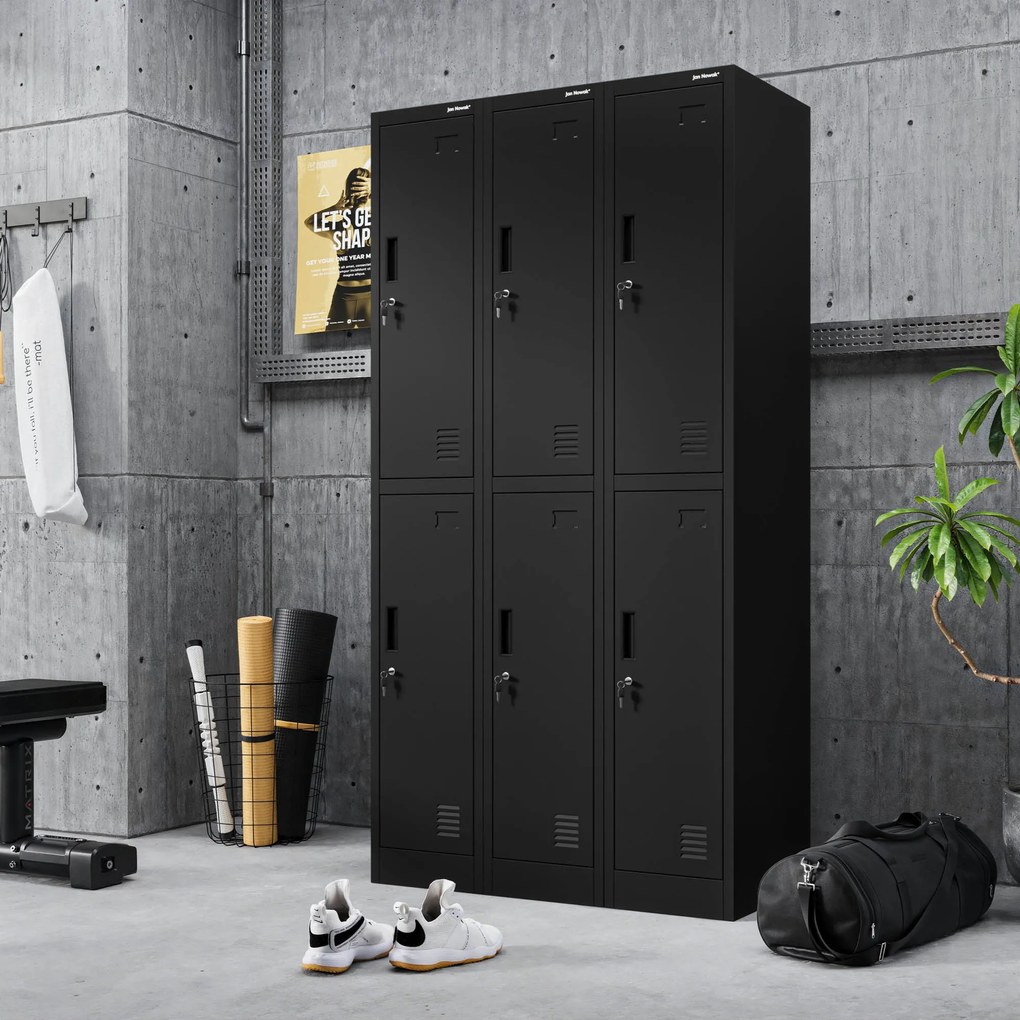 Šatníková skriňa pre zamestnancov čierna IGOR 1 Plus 316,5 x 1850 x 450 mm