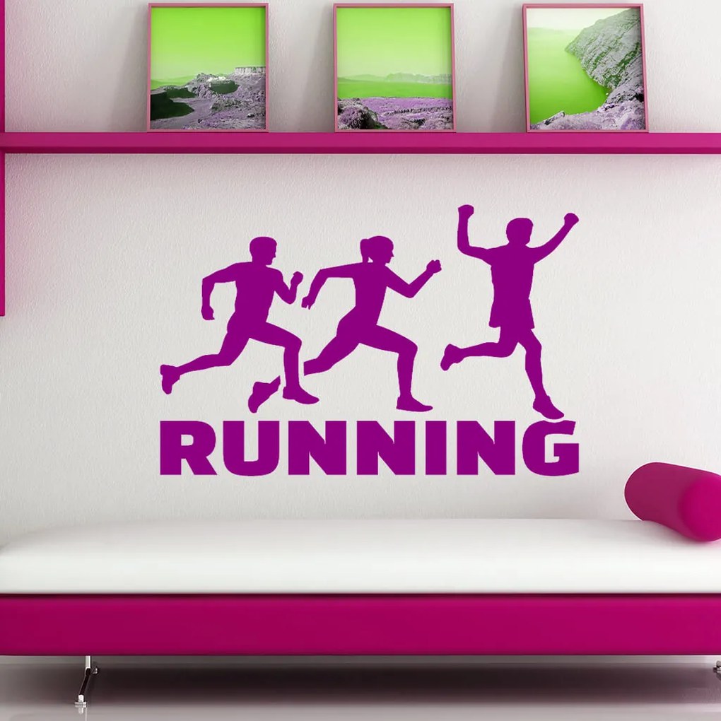 Veselá Stena Samolepka Running Farba: béžová, Veľkosť: 80 x 64 cm
