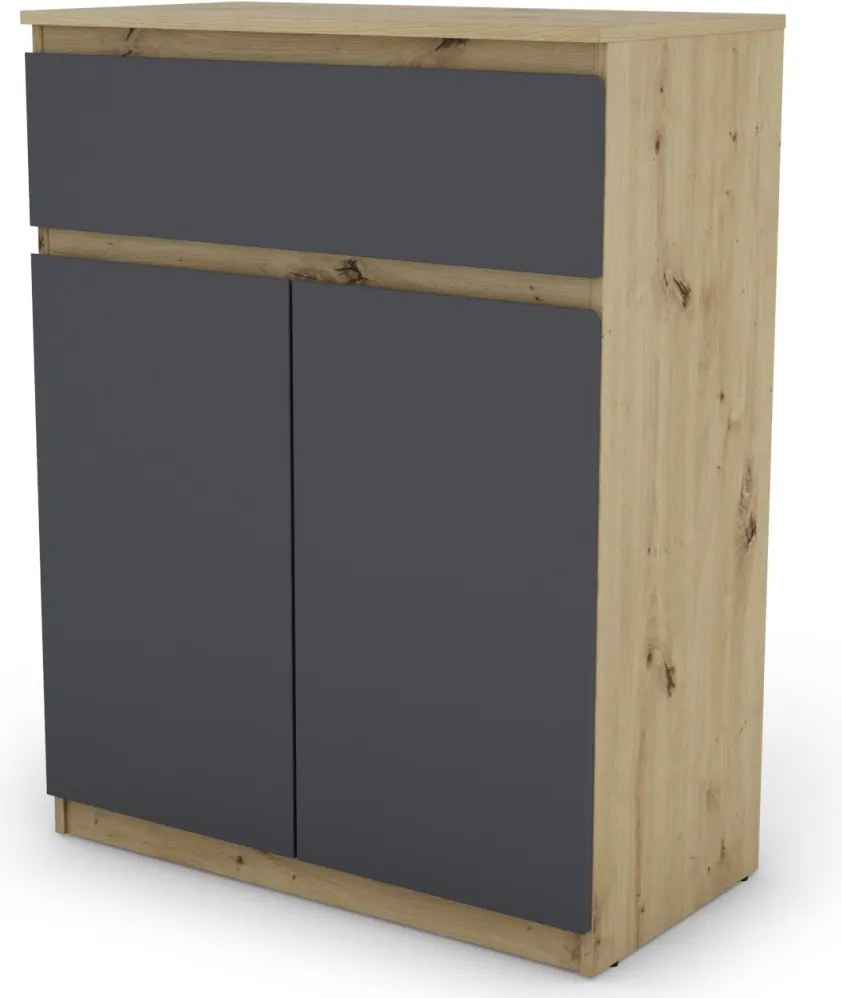 Skrinka so šuplíkom Carlos, dub artisan/grafit, 80 cm