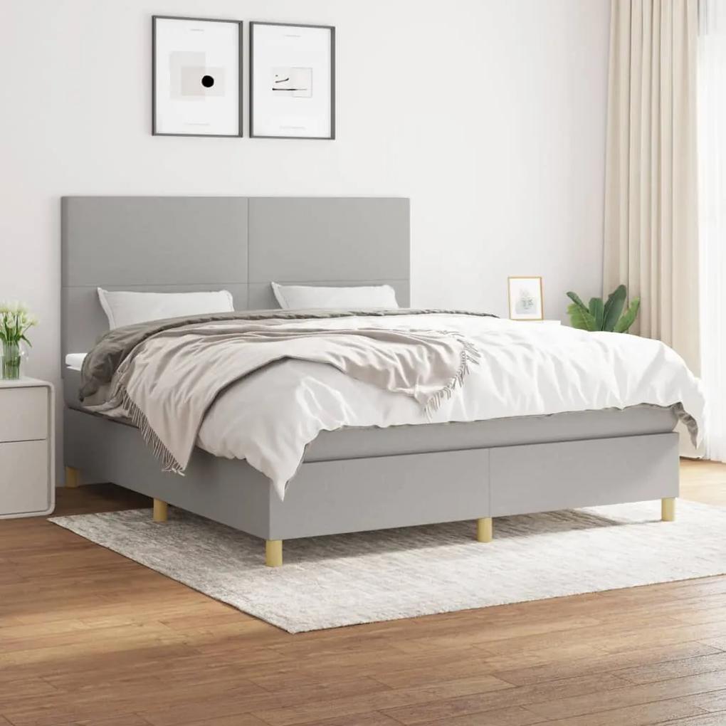 Boxspring posteľ s matracom svetlosivá 100x200 cm látka 3142185