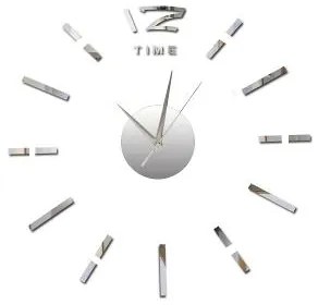 3D Nalepovacie hodiny DIY Clock BIG Time Q70D1, Silver 80-130cm