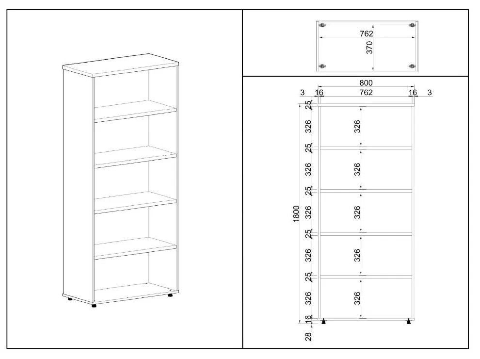 Vysoká skriňa SimpleOffice 80 x 40 x 180 cm, čerešňa