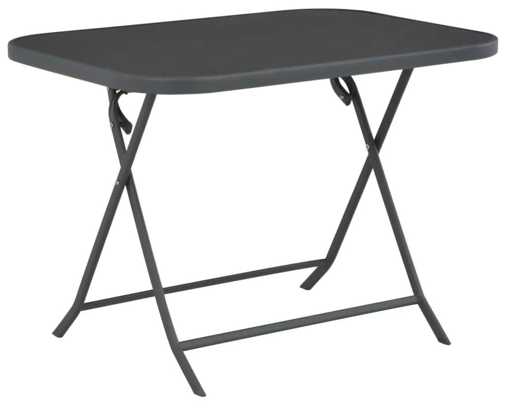 vidaXL Skladací záhradný stôl, sivý 100x75x72 cm, sklo a oceľ