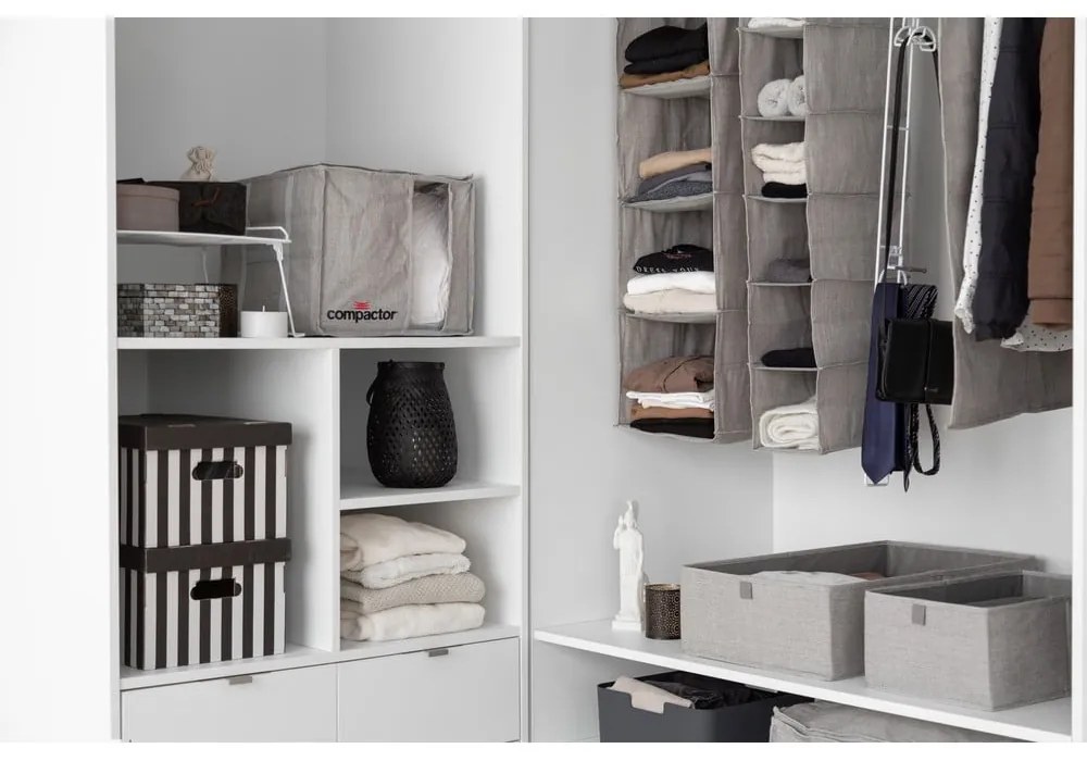 Sivý kompresný úložný box Compactor Oxford, 125 l