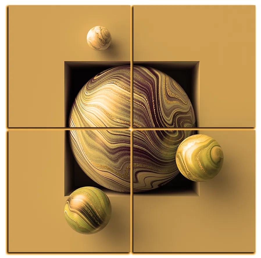 Obraz na plátne - Mramorové farebné guľôčky - štvorec 388FD (100x100 cm)