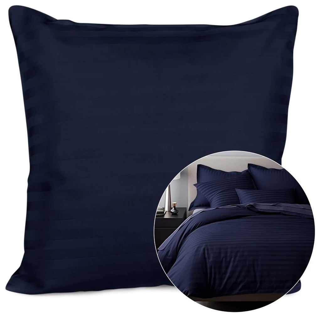 SATÉNOVÁ OBLIEČKA NA VANKÚŠ CIZGILI NAVY BLUE 40X40 CM EXCLUSIVE TMAVOMODRÁ