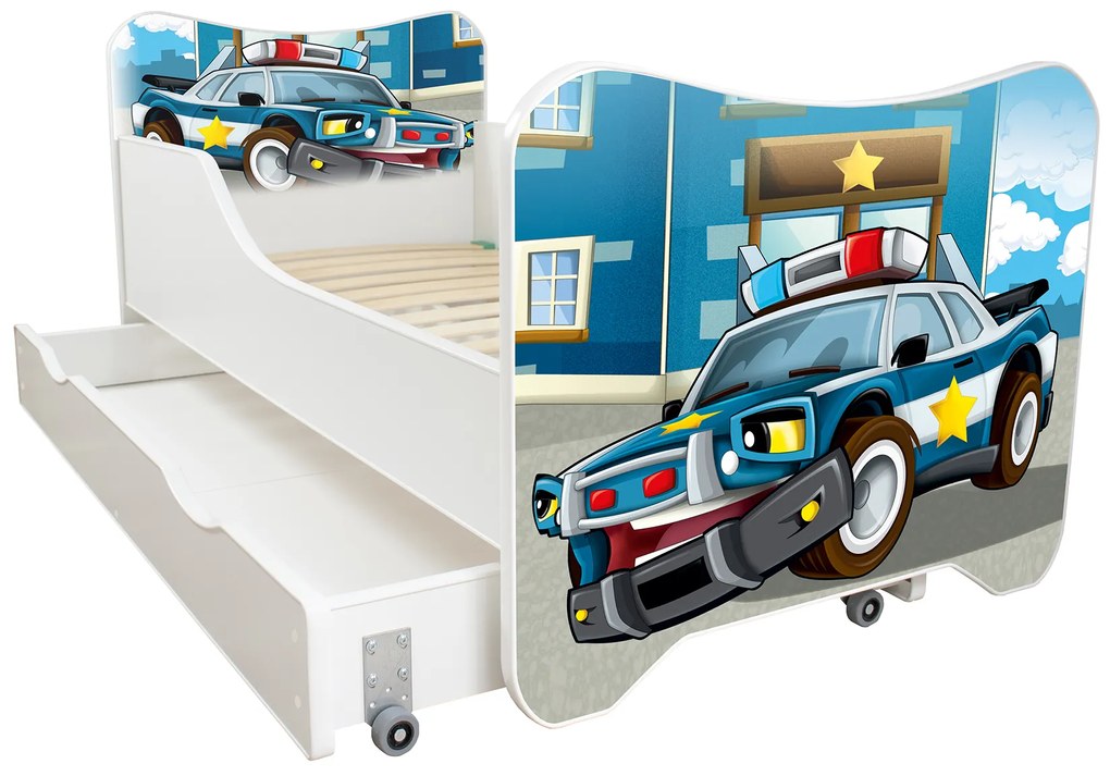 TOP BEDS Detská posteľ Happy Kitty 140x70 Polícia so zásuvkou