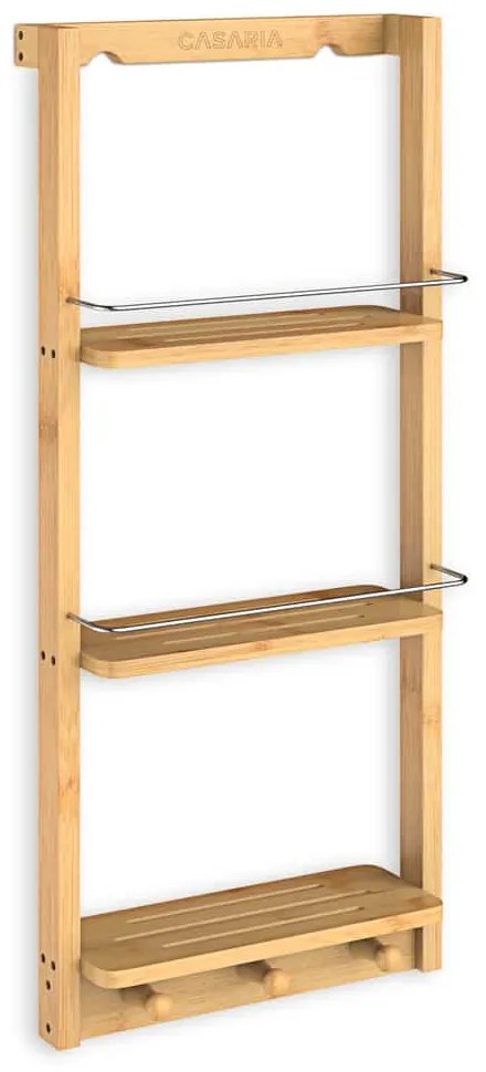 Závesná polička do kúpeľne BAMBOO. 28,5x10x70cm, 3 police, hnedá Casaria