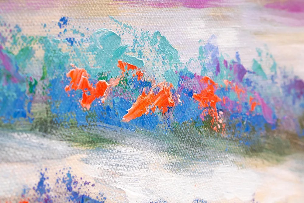 Maľovaný obraz na stenu LÚKA  120x40 cm