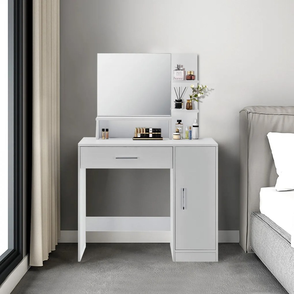 Toaletní stolek se zrcadlem ModernHome bílý