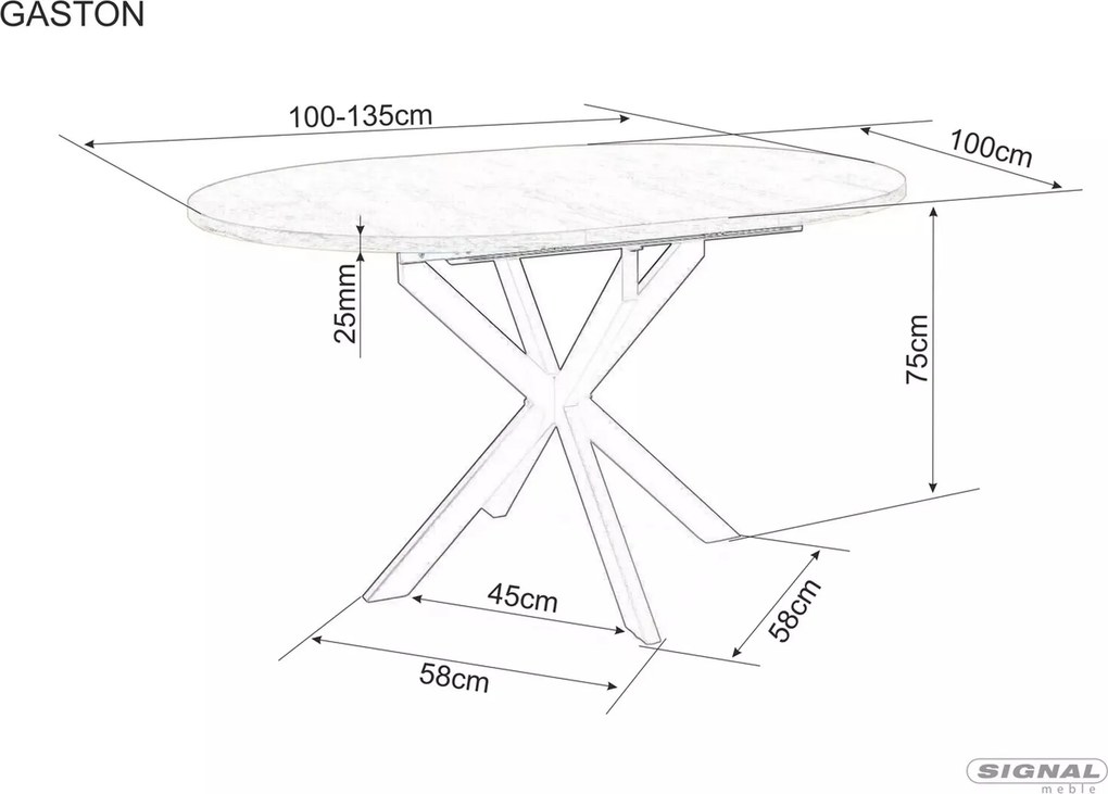 Jedálenský rozkladací stôl Gaston 100/135 cm - výber z 3 prevedení
