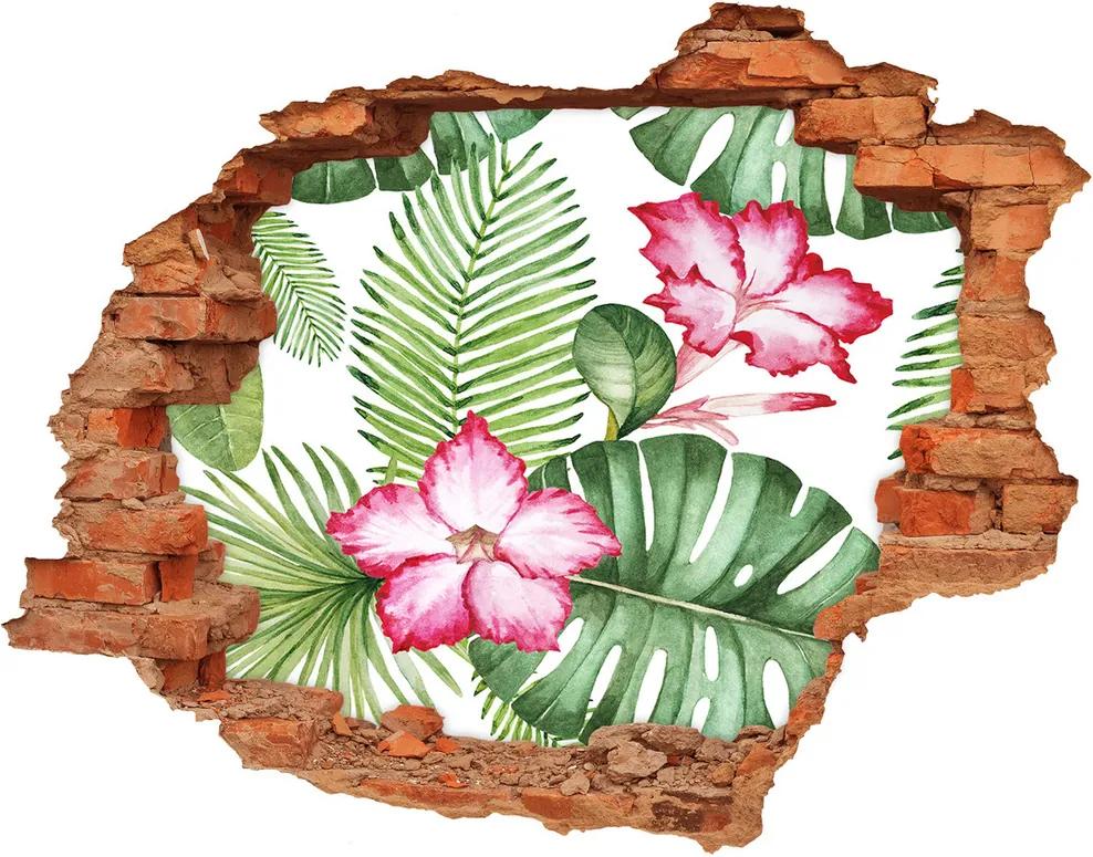28D diera na stenu Tropické kvety WallHole-cegla-90x70-91379630