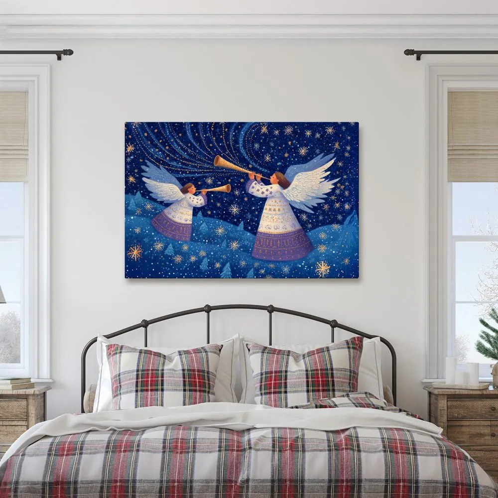 Obraz vianoční anjeli v zimnej noci