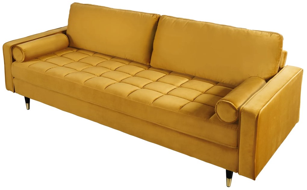 Pohovka COZY VELVET 220 cm horčicovo žltý zamat